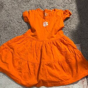 Orange Kids Dress with Paw Print - Clemson